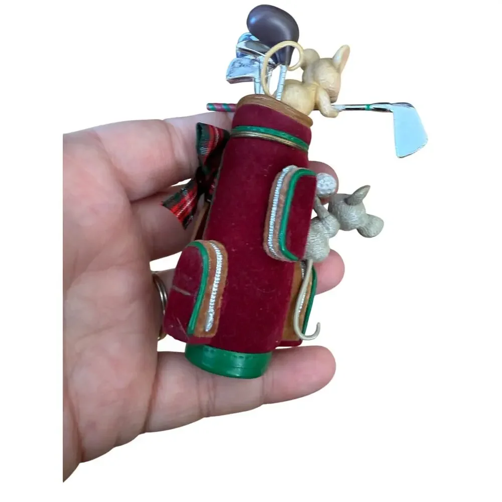 Vintage‎ Carlton Cards Christmas Caddies Mice golf ornament